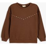 Koton Zımba Detaylı Sweatshirt Uzun Kollu Bisiklet Yaka Şardonlu - 5 - 6 Yaş - Kahve