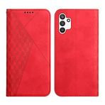 KOUYI Samsung Galaxy A04s/A04 Kılıf ile Uyumlu, Retro Premium PU Deri Yumuşak TPU Kapaklı Kılıf Kart Yuvaları Manyetik Stand Fonksiyonu Çevirmeli Cüzdan Darbeye Dayanıklı Cep Telefonu Kılıfı (Kırmızı)
