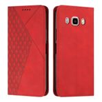 KOUYI Samsung Galaxy J5 2016 / J510 ile uyumlu, retro birinci sınıf poliüretan deri, yumuşak TPU katlanır kılıf, kart bölmeleri, manyetik stant fonksiyonu, kapaklı cüzdan, darbeye dayanıklı cep telefonu kılıfı (kırmızı)