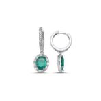 Kovac Oval Baget Model Paraiba Taşlı 925 Ayar Kadın Gümüş Küpe