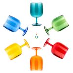 KOXIN-KARLU Klasik İstiflenebilir 340 ml Plastik Şarap Sapları Akrilik Bardaklar, 6'lı Set Çok Renkli