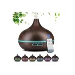 Koyu Ahşap 550 ml Aroma Difüzörü Buhar Ultrasonik 7 Renk Led Işıklı Aromatik Oda Kokusu Hava Nemlendirici Buhar Makinası