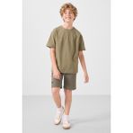 Koyu Bej-Camel Pamuklu Oversize Fit Dokuma Hafif Esnek Chino Erkek Çocuk Şort Takım - 11277 - 14 - 15 Yaş - Koyu Bej - Camel