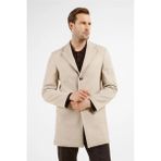 Koyu Bej Mono Yaka Esnek Slim Fit Classic Kaşe Palto 1005255101