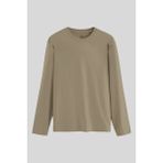 Koyu Bej Standart Fit Basic O Yaka Uzun Kollu İnce Erkek T-Shirt - 87997