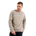 Koyu Bej Yazı Nakışlı O Yaka Rahat Form Erkek Sweatshirt - 88020 XL Koyu Bej