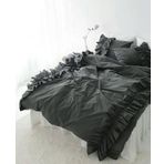 KOYU GRİ KENARI ÜSTTEN FIRFIRLI ÇİFT KİŞİLİK NEVRESİM TAKIMI