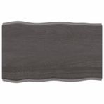 Koyu Gri Masif Meşe Masa Üstü 80x50x4 cm Kare Mutfak ve Ofis Yüzeyi İşlenmemiş Kenarlar Yemek ve Çalışma Alanı için Dayanıklı Ahşap Üst Şık Ev Dekoru