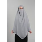 Koyu Gri Pratik Hazır Geçmeli Tesettür Eşarp Krep Bağcıklı Çift Katlı Sufle Hijab 2314_23