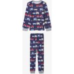 Koyu Indigo Erkek Çocuk Araba Desenli Pijama Takımı - Koyu İndigo - 8 - 9 Yaş