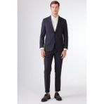 Koyu Lacivert Balıksırtı Slim Fit Erkek Takım Elbise - 60