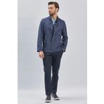 Koyu Lacivert Dik Yaka Yarım Astar Comfort Fit Rahat Kesim Casual Mont 1007240150