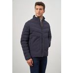 Koyu Lacivert Dolumlu Hakim Yaka Slim Fit Dar Kesim Klasik Mont 1007245153