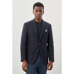 Koyu Lacivert Düz Gabardin Mono Yaka 2 Düğme Esnek 6 Drop Comfort Fit Casual Ceket 1002245165_200 - 56 - Regular Fit