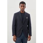 Koyu Lacivert Düz Gabardin Mono Yaka 2 Düğme Esnek 6 Drop Comfort Fit Casual Ceket 1002245165_200