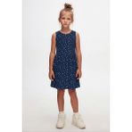 Koyu Lacivert Little Stars Kız Çocuk Desenli Kolsuz Elbise - 1 Yaş