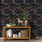 Koyu Lotus Çiçekleri Duvar Kağıdı, Kendinden Yapışkanlı Çok Amaçlı PVC Folyo, DIY Duvar Kağıdı (66x264 cm)