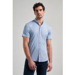 Koyu Mavi Uzun Kol Düz Örme Düğmeli Yaka Cepsiz Pamuklu Classic Slim Fit Gömlek 1004250152_300