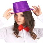 Koyu Mor Renk Violet Parıltılı Simli Fötr Silindir Parti Şapkası - Lisinya - 001-Renkli
