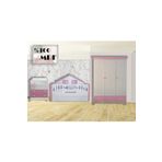 Koza %100 MDF Bohem Maxi Bebek & Çocuk Odası Takımı 3 Kapılı Dolap&90x190 Duvar Çatılı Karyola&Şifonyer