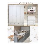 Koza %100 MDF Stella Beyaz Mega Takım 4 Kapılı Dolap & 90x190 Kapitoneli Karyola & Şifonyer