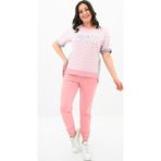 Koza Butik Kadın Büyük Beden Çizgili Eşofman Takımı 8106-24 Pembe 5XL