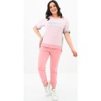 Koza Butik Kadın Büyük Beden Çizgili Eşofman Takımı 8106-24 Pembe XL