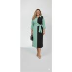 Koza Butik Kadın Büyük Beden Gömlek Yaka Bağlamalı Elbise 5399-26 - XL - Mint Yeşil