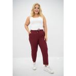 Koza Butik Kadın Büyük Beden Yüksek Bel Dökümlü Pantolon 6201-25 Bordo 52