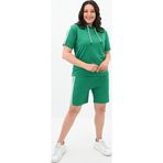 Koza Butik Kadın Çizgi Detaylı Büyük Beden Şortlu Takım 3768-23 Benetton Yeşil 6XL