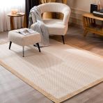 Koza Halı Fresco Ekru Natural İskandinav Jüt Yıkanabilir Bordürlü Halı Kilim Balkon Teras Mutfak Halısı 23745A, 100 x 300 - 100 x 300 cm - Ekru - Natural