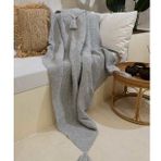 Koza Home 160x220 cm Miel Gri Kenarı Ponponlu Tek Kişilik Battaniye