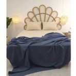 Koza Home 37115 200x220 cm Miel Indigo Kenarı Ponponlu Çift Kişilik Battaniye