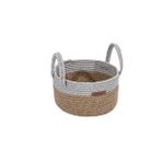 Koza Home Cesta Kulplu El Yapımı Pamuklu Natural Gri Hasır Dekoratif Sepet 25cm 9017