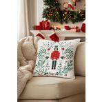 Koza Home Charm Kurşun Asker Baskılı Beyaz Kırlent 43x43 35264A