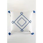 Koza Home Craft Mavi Baklava Dilimi Desenli Püsküllü Boncuk Elyaf Iç Dolgulu Kırlent 43x43 35303a