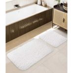 Koza Home Douro Shaggy Banyo Paspası 2'li Set Kaydırmaz Taban Beyaz - 60 x 100