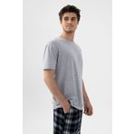 koza iç giyim Erkek Gri Melanj Alt Desenli Şortlu Pijama Takımı