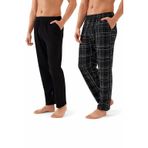 koza iç giyim Erkek Pamuklu Pijama Altı, Ekose Desenli, Siyah, XXL