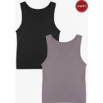 Koza İç Giyim Kadın Kalın Askılı Pamuklu İkili Atlet 2 Adet Nefes Alabilir Kumaş ile Yazlık Rahat Kullanım - L - XL - Çok Renkli