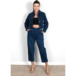 Koza Kadın Püsküllü Çıt Çıtlı Kot Ceket 4410-24 Mavi Rahat Kesim ve Modern Tasarım - 38