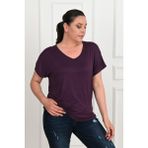 Koza Kadın V Yaka Büyük Beden T-Shirt 1486-23 - 2XL - Mor