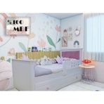 Koza Mdf Bohem Pembe 90 x 190 Yavrulu Kapitoneli Karyola - Beyaz - Pembe - 90 x 190 cm
