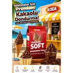 Koza Soft Dondurma Tozu Kakaolu - 5 Litre Süt İle Hazırlanan Dondurma Makinesi Tozu - 1250 Gr