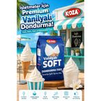 Koza Soft Dondurma Tozu Vanilyalı Sade - 5 Litre Süt İle Hazırlanan Dondurma Makinesi Tozu - 1250 Gr