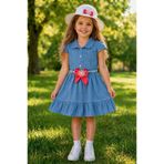 KOZADANKIDS Şapka Hediyeli Kız Çocuk Kot Elbise Bayramlık Model 2-9Yaş