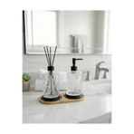 Kozak KRİSTAL CAM KOKULUK + KRSİTAL CAM SIVI SABUNLUK + BAMBU TEPSİ
