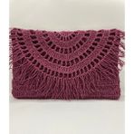 Kozalaksesuar Amazon Serisi Mürdüm Rengi Kağıt Ipten Yapılmış Clutch/omuz Çantası - Koyu Mürdüm