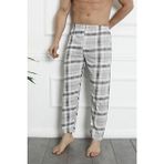 Kozaneli Erkek Pamuklu Pijama Altı 210 Ekose Desenli Lastikli Gri Relaxed Siluete Sahip - XL