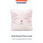 KOZART Peluş Beyaz Kedi Yastık 33 Cm Hediyelik Eşya Uyku Arkadaşı peluş